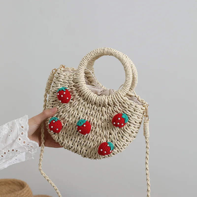 Cherry Small Fresh Straw Bag Hand-Woven Bag Strawberry Messenger