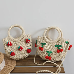 Cherry Small Fresh Straw Bag Hand-Woven Bag Strawberry Messenger