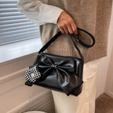 Girl Small Square Bag with Sweet Bow Cross-Body Shoulder Bag