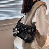 Girl Small Square Bag with Sweet Bow Cross-Body Shoulder Bag
