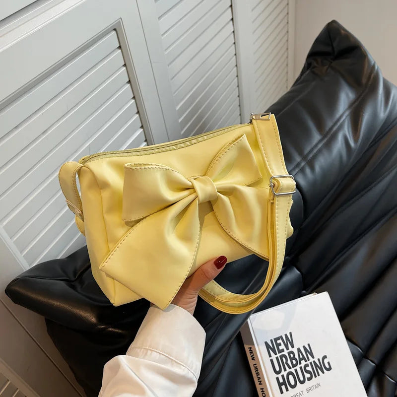 Girl Small Square Bag with Sweet Bow Cross-Body Shoulder Bag