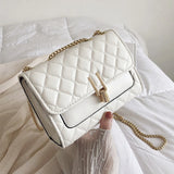 PU Leather Rhombus Chain Messenger Bag for Women