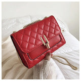 PU Leather Rhombus Chain Messenger Bag for Women