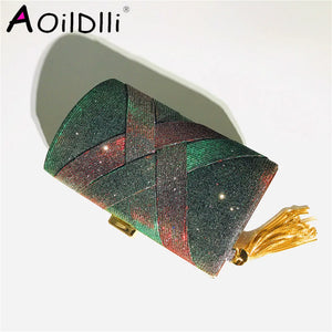 Satin Tassel Party Bag Clutch Evening Bag - Discoloration