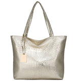 Women's Crocodile Pattern Shoulder Bag - Large Capacity Shopping Bag