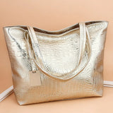 Women's Crocodile Pattern Shoulder Bag - Large Capacity Shopping Bag