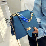 Small Square Bag with Metal Buckle, Portable Shoulder Messenger