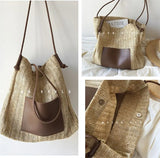 Retro Letter Printing Canvas Bag Portable Large-Capacity Shopping Bag