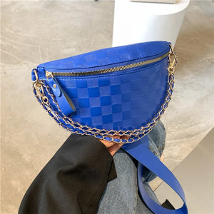 Plaid Chest Bag for Women Street Style Messenger Waist Bag