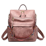 Classic Leather Backpack for Women School Student Travel Bag