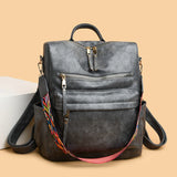 Classic Leather Backpack for Women School Student Travel Bag