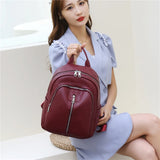 Retro PU Leather Women's Backpack with Large Capacity