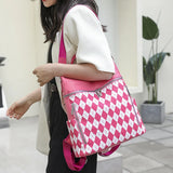 Women's Rhombus Stitching Pattern Backpack - Multi-functional PU Backpack