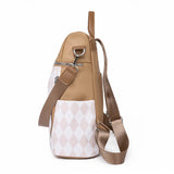 Women's Rhombus Stitching Pattern Backpack - Multi-functional PU Backpack