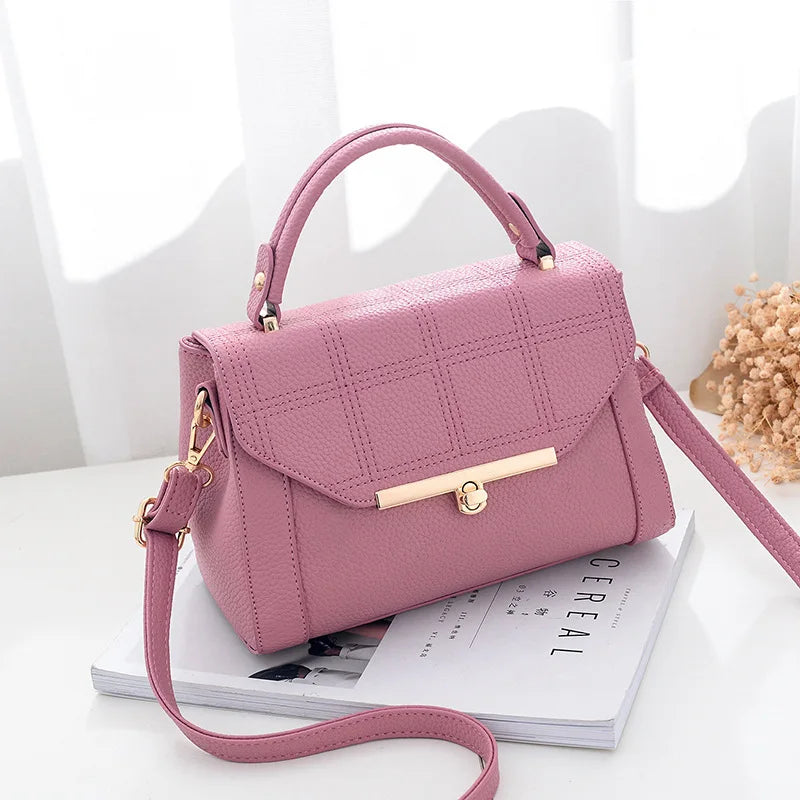 Women's Square Mini Shoulder Messenger Bag PU Leather Solid Color