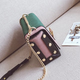 Women's PU Leather Chain Messenger Bag Small Square Shoulder Bag