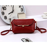 Women's PU Leather Embroidered Shoulder Bag Diamond Lock