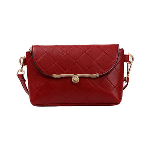 Women's PU Leather Embroidered Shoulder Bag Diamond Lock