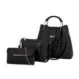 Women's PU Leather Shoulder Bag Set Large Capacity Bucket Bag