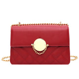 Women's PU Leather Rhombus Lock Chain Shoulder Messenger Bag