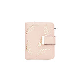 Women's Short Wallet Zipper Wallet Hollowed Out Leaf Small Wallet