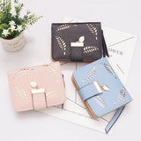 Women's Short Wallet Zipper Wallet Hollowed Out Leaf Small Wallet