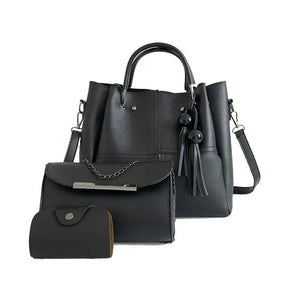 Fringe Shoulder Bag Set PU Leather Mother Bag