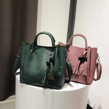 Fringe Shoulder Bag Set PU Leather Mother Bag