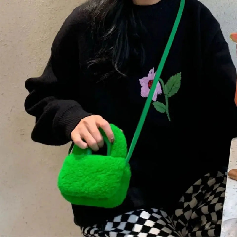 Jurchen Wool Messenger Bag, Casual Handbag, Earphone Bag