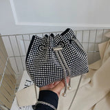 Women's Diamond Bucket Mini Bag Ins Chain Messenger Bag