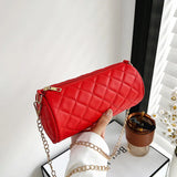 Embroidered Rhombus Shoulder Bag Chain Messenger Handbag