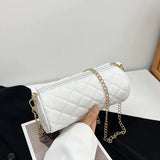 Embroidered Rhombus Shoulder Bag Chain Messenger Handbag