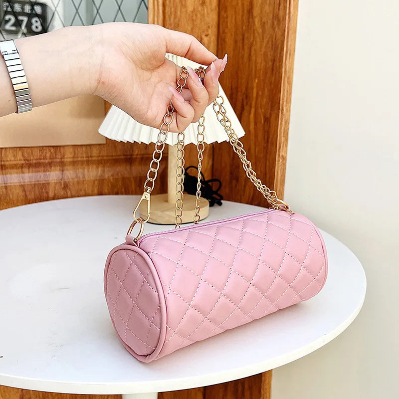 Embroidered Rhombus Shoulder Bag Chain Messenger Handbag