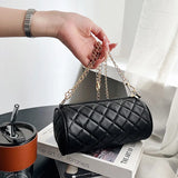 Embroidered Rhombus Shoulder Bag Chain Messenger Handbag