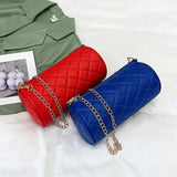 Embroidered Rhombus Shoulder Bag Chain Messenger Handbag