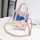 Transparent Laser Tote Bag for Women, Single Shoulder Mother Bag