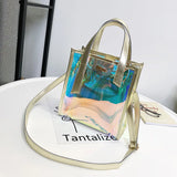 Transparent Laser Tote Bag for Women, Single Shoulder Mother Bag