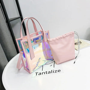 Transparent Laser Tote Bag for Women, Single Shoulder Mother Bag