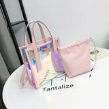 Transparent Laser Tote Bag for Women, Single Shoulder Mother Bag