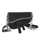 Thick Chain Saddle Bag with Bright Diamond for Women