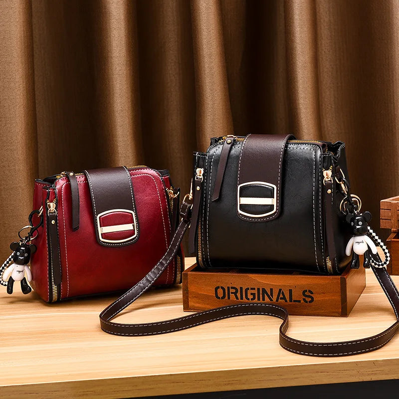 Vintage Leather Shoulder Bag Daily Casual Crossbody Purse