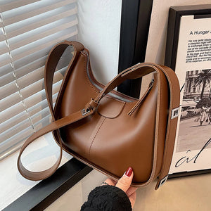 Women's PU Leather Crossbody Bag Clutch Brown