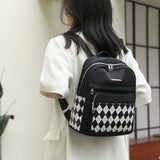 Women's Shoulder Bag Diamond Pattern College School Backpack