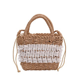 Mori Straw Woven Beach Bag Casual Messenger Bucket Bag