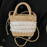 Mori Straw Woven Beach Bag Casual Messenger Bucket Bag