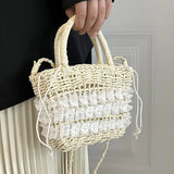 Mori Straw Woven Beach Bag Casual Messenger Bucket Bag