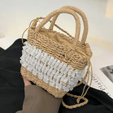 Mori Straw Woven Beach Bag Casual Messenger Bucket Bag