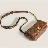 Soft Leather Messenger Bag with Metal Chain