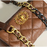 Soft Leather Messenger Bag with Metal Chain