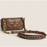 Soft Leather Messenger Bag with Metal Chain